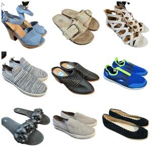 Bulk Women’s Flats and Sandals Shoe Lot of 9 Name Brand Wholesale Reseller